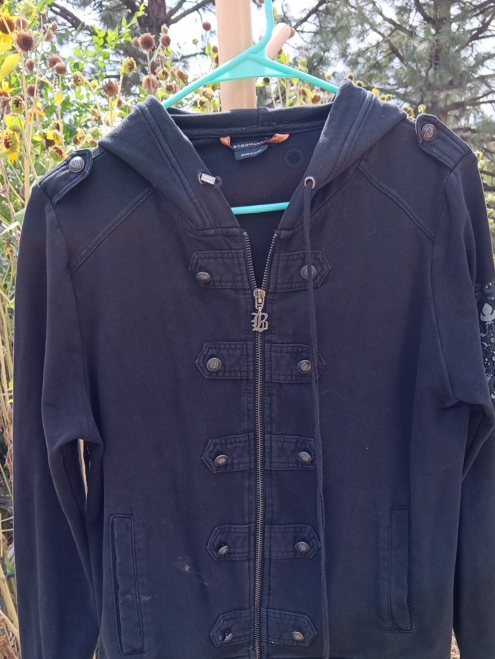 BCBGMaxAzria Black Hooded Utility Jacket